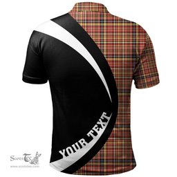 ScotsTee Shop Scottish Ogilvie of Strathallan Ancient Clan Crest Personalized Tartan Polo Shirt Circle Style Back Shirt with Your Text