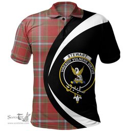 ScotsTee Shop Scottish Stewart of Fingask Weathered Clan Crest Personalized Tartan Polo Shirt Circle Style Back Shirt with Your Text