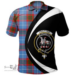 ScotsTee Shop Scottish Trotter Clan Crest Personalized Tartan Polo Shirt Circle Style Back Shirt with Your Text