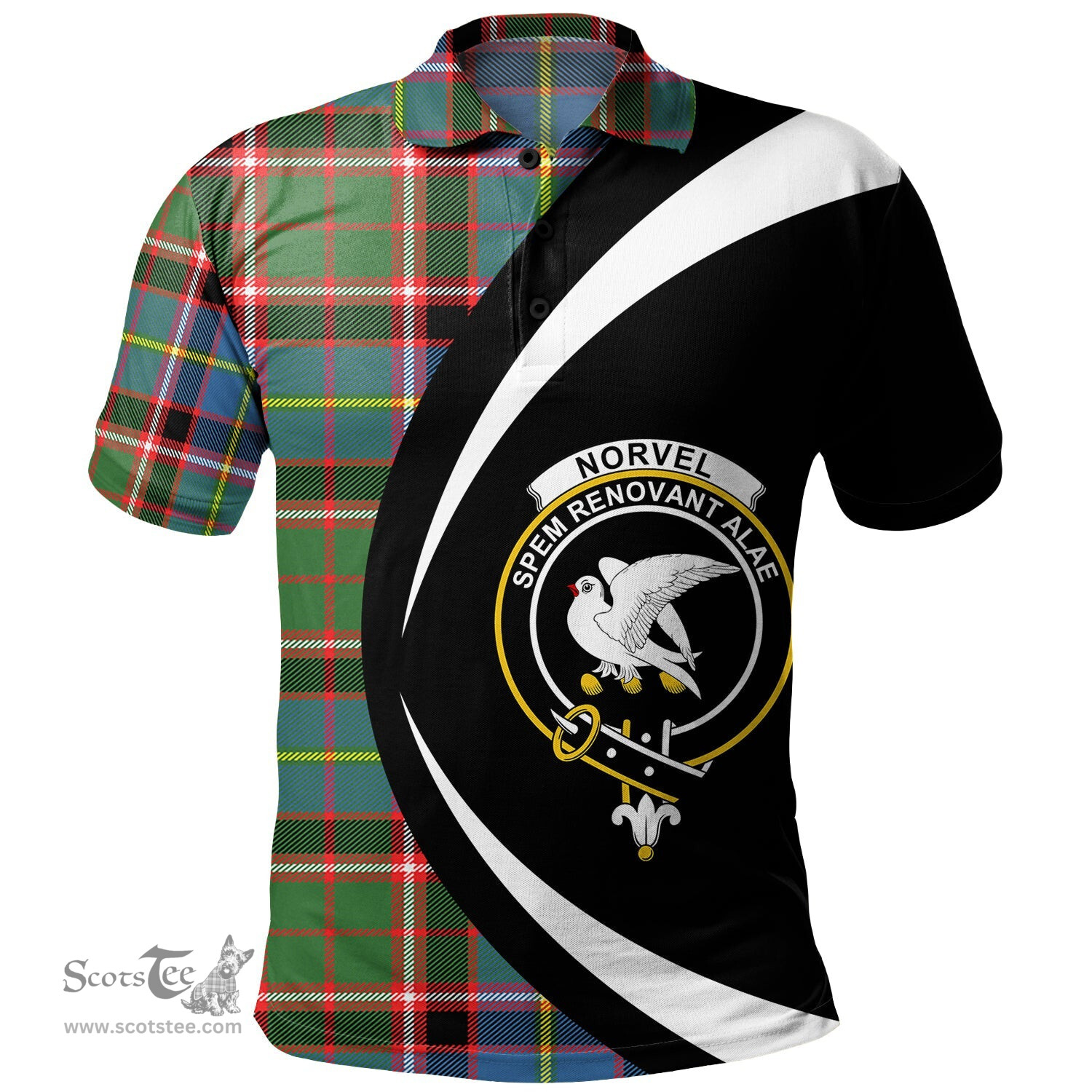 ScotsTee Shop Scottish Norvel Clan Crest Personalized Tartan Polo Shirt Circle Style Back Shirt with Your Text