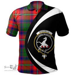 ScotsTee Shop Scottish Riddell Clan Crest Personalized Tartan Polo Shirt Circle Style Back Shirt with Your Text