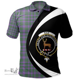 ScotsTee Shop Scottish Rae Ancient Clan Crest Personalized Tartan Polo Shirt Circle Style Back Shirt with Your Text
