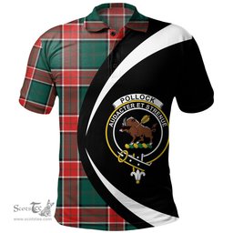 ScotsTee Shop Scottish Pollock Modern Clan Crest Personalized Tartan Polo Shirt Circle Style Back Shirt with Your Text