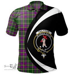 ScotsTee Shop Scottish Tailyour Clan Crest Personalized Tartan Polo Shirt Circle Style Back Shirt with Your Text