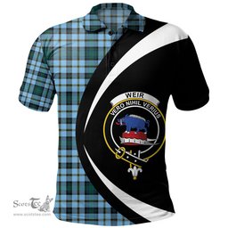 ScotsTee Shop Scottish Weir Modern Clan Crest Personalized Tartan Polo Shirt Circle Style Back Shirt with Your Text