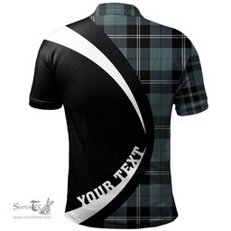 ScotsTee Shop Scottish Ramsay Blue Weathered Clan Crest Personalized Tartan Polo Shirt Circle Style Back Shirt with Your Text