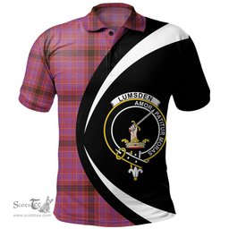 ScotsTee Shop Scottish Lumsden of Clova Weathered Clan Crest Personalized Tartan Polo Shirt Circle Style Back Shirt with Your Text