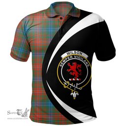 ScotsTee Shop Scottish Wilson Ancient Clan Crest Personalized Tartan Polo Shirt Circle Style Back Shirt with Your Text
