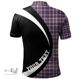 ScotsTee Shop Scottish Ochterlony (Auchterlony) Weathered Clan Crest Personalized Tartan Polo Shirt Circle Style Back Shirt with Your Text