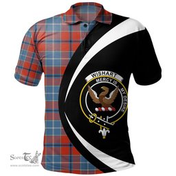 ScotsTee Shop Scottish Wishart Dress Ancient Clan Crest Personalized Tartan Polo Shirt Circle Style Back Shirt with Your Text