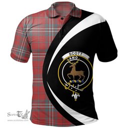 ScotsTee Shop Scottish Scott Weathered Clan Crest Personalized Tartan Polo Shirt Circle Style Back Shirt with Your Text