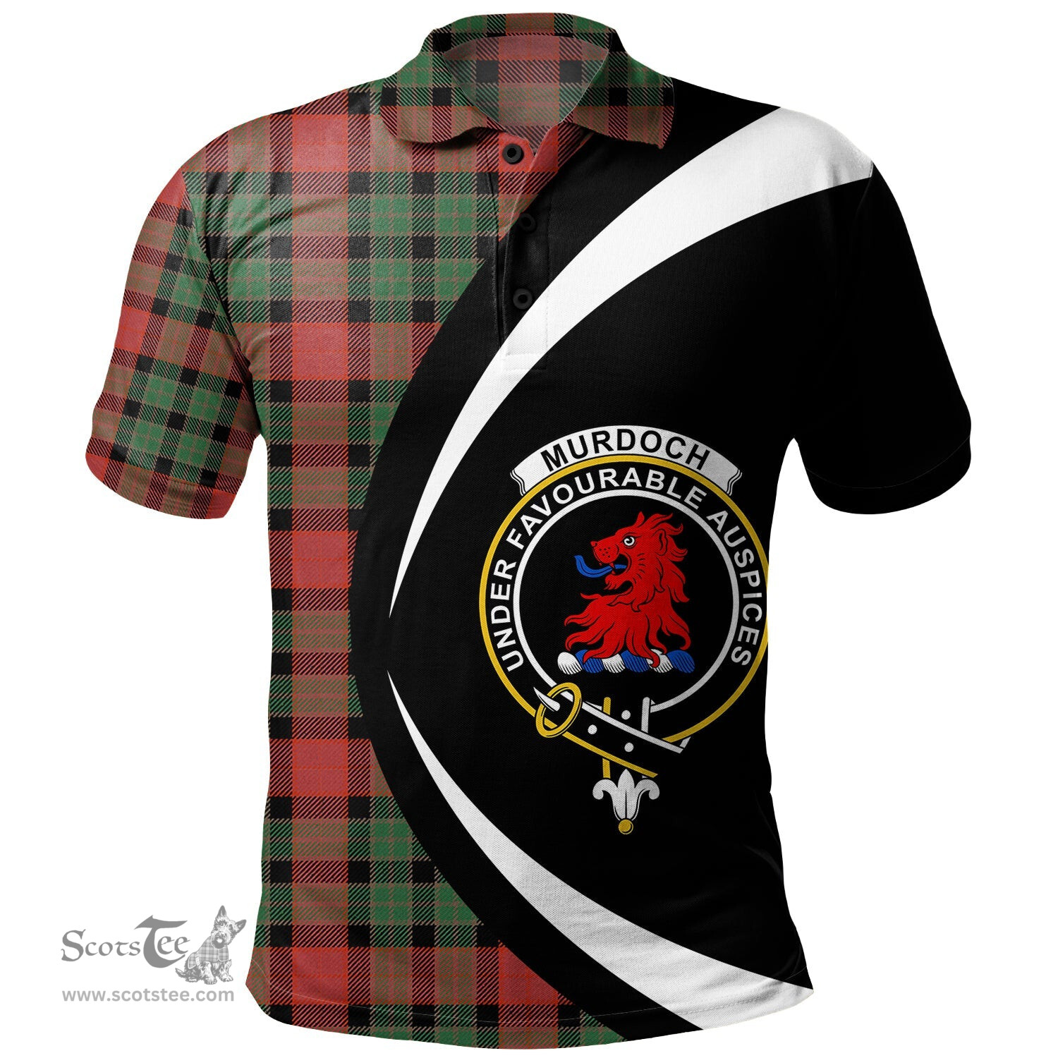 ScotsTee Shop Scottish Murdoch Ancient Clan Crest Personalized Tartan Polo Shirt Circle Style Back Shirt with Your Text