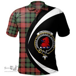 ScotsTee Shop Scottish Murdoch Ancient Clan Crest Personalized Tartan Polo Shirt Circle Style Back Shirt with Your Text