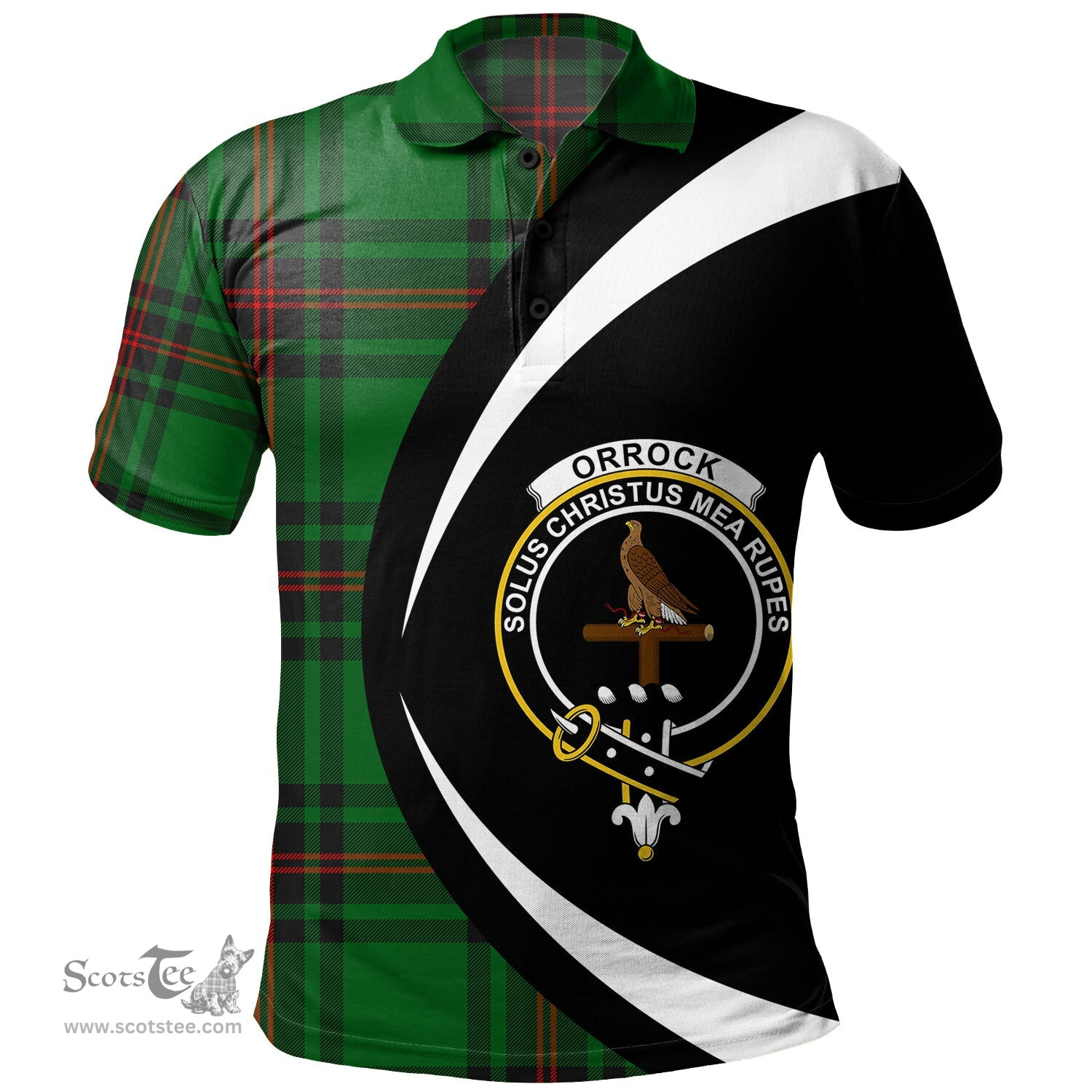 ScotsTee Shop Scottish Orrock Clan Crest Personalized Tartan Polo Shirt Circle Style Back Shirt with Your Text