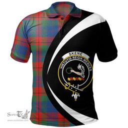 ScotsTee Shop Scottish Skene of Cromar Modern Clan Crest Personalized Tartan Polo Shirt Circle Style Back Shirt with Your Text