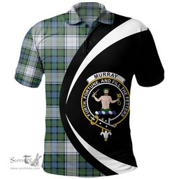 ScotsTee Shop Scottish Murray of Atholl Dress (Murray Dress) Ancient Clan Crest Personalized Tartan Polo Shirt Circle Style Back Shirt with Your Text