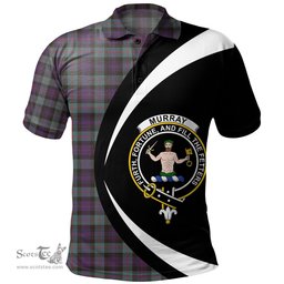 ScotsTee Shop Scottish Murray of Atholl (Murray) Weathered Clan Crest Personalized Tartan Polo Shirt Circle Style Back Shirt with Your Text