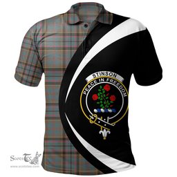 ScotsTee Shop Scottish Stinson (Stephenson Stevenson) Weathered Clan Crest Personalized Tartan Polo Shirt Circle Style Back Shirt with Your Text