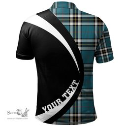 ScotsTee Shop Scottish Thomson Blue (MacThomas Blue Thompson Dress) Ancient Clan Crest Personalized Tartan Polo Shirt Circle Style Back Shirt with Your Text