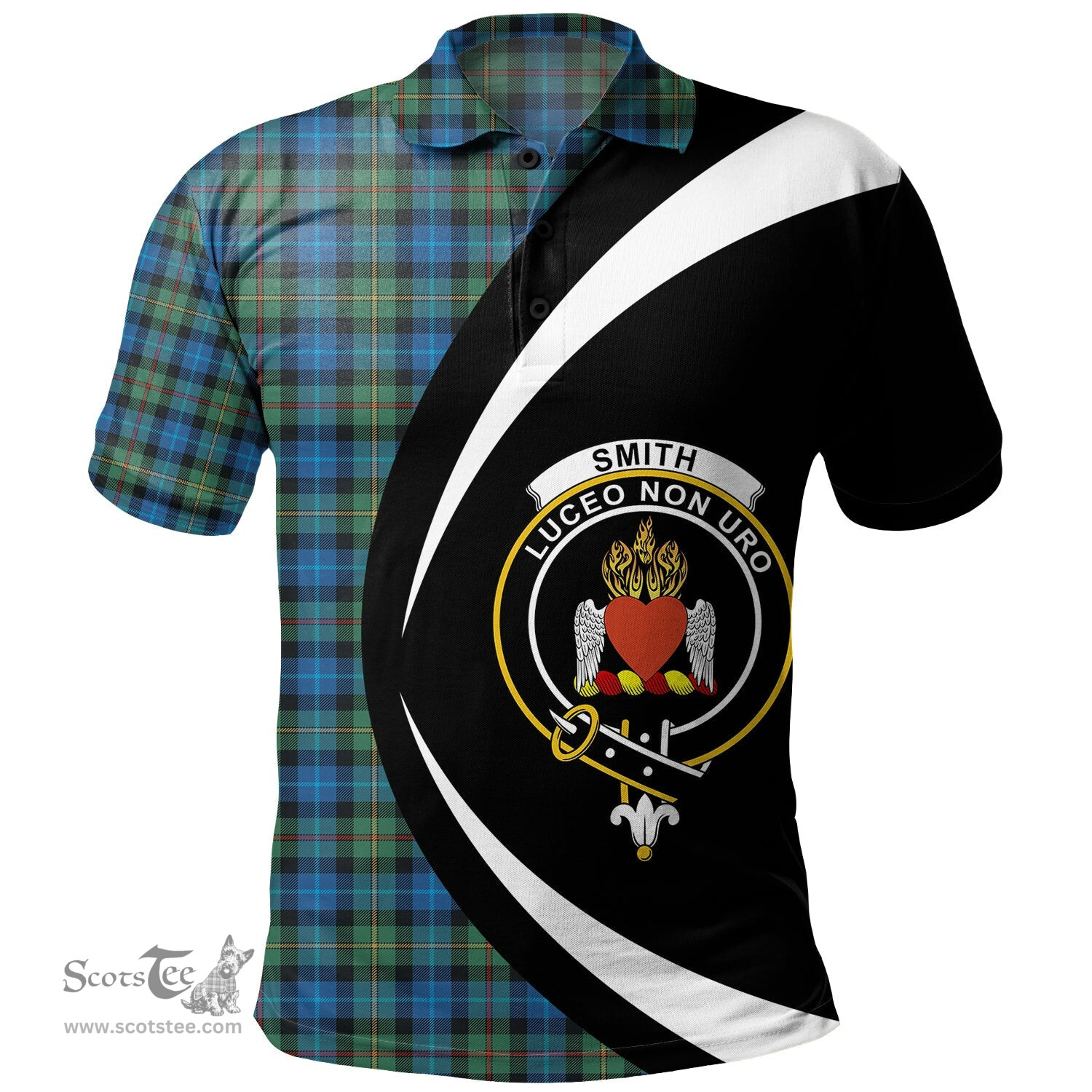 ScotsTee Shop Scottish Smith Ancient Clan Crest Personalized Tartan Polo Shirt Circle Style Back Shirt with Your Text