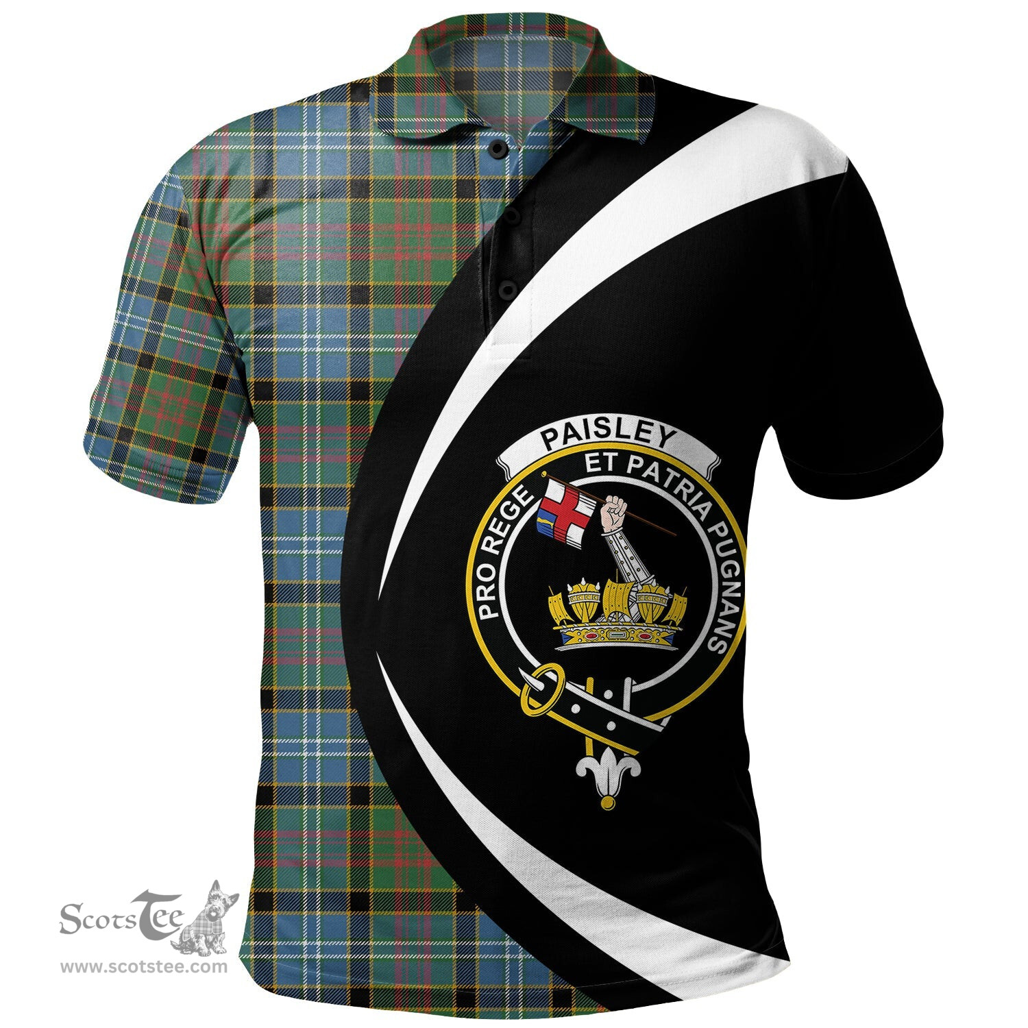 ScotsTee Shop Scottish Paisley Drennan (Drennan Drennan) Ancient Clan Crest Personalized Tartan Polo Shirt Circle Style Back Shirt with Your Text