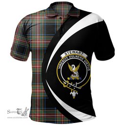 ScotsTee Shop Scottish Stewart Black Ancient Clan Crest Personalized Tartan Polo Shirt Circle Style Back Shirt with Your Text