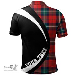 ScotsTee Shop Scottish Ruthven Modern Clan Crest Personalized Tartan Polo Shirt Circle Style Back Shirt with Your Text