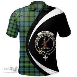 ScotsTee Shop Scottish Rollo Ancient Clan Crest Personalized Tartan Polo Shirt Circle Style Back Shirt with Your Text