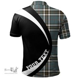 ScotsTee Shop Scottish Thomson Blue (MacThomas Blue Thompson Dress) Weathered Clan Crest Personalized Tartan Polo Shirt Circle Style Back Shirt with Your Text