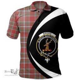 ScotsTee Shop Scottish Spens Weathered Clan Crest Personalized Tartan Polo Shirt Circle Style Back Shirt with Your Text