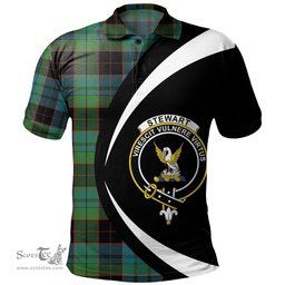 ScotsTee Shop Scottish Stewart Old Ancient Clan Crest Personalized Tartan Polo Shirt Circle Style Back Shirt with Your Text
