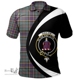 ScotsTee Shop Scottish Ogilvie of Inverarity (Wilson) Weathered Clan Crest Personalized Tartan Polo Shirt Circle Style Back Shirt with Your Text