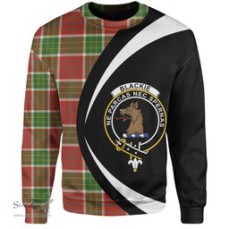 ScotsTee Shop Scottish Blackie Ancient Clan Crest Personalized Tartan Sweatshirt Circle Style Back Shirt with Your Text