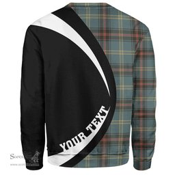 ScotsTee Shop Scottish Bell of the Borders Weathered Clan Crest Personalized Tartan Sweatshirt Circle Style Back Shirt with Your Text