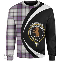 ScotsTee Shop Scottish Alexander of Menstry Dress Weathered Clan Crest Personalized Tartan Sweatshirt Circle Style Back Shirt with Your Text