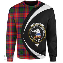 ScotsTee Shop Scottish Belshes Clan Crest Personalized Tartan Sweatshirt Circle Style Back Shirt with Your Text