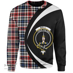 ScotsTee Shop Scottish Bell Border (Bell Southern Bell) Modern Clan Crest Personalized Tartan Sweatshirt Circle Style Back Shirt with Your Text