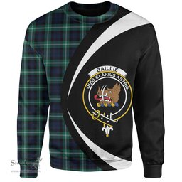 ScotsTee Shop Scottish Baillie of Polkemmet Modern Clan Crest Personalized Tartan Sweatshirt Circle Style Back Shirt with Your Text