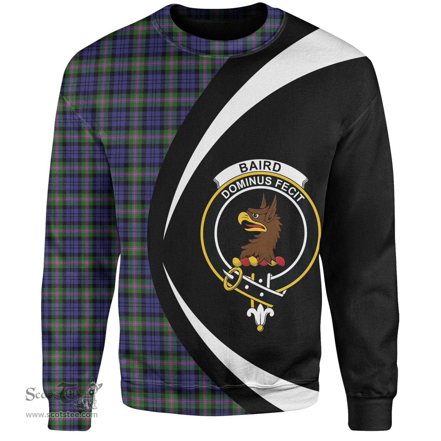 ScotsTee Shop Scottish Baird Modern Clan Crest Personalized Tartan Sweatshirt Circle Style Back Shirt with Your Text