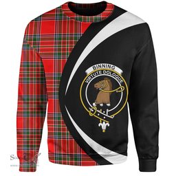 ScotsTee Shop Scottish Binning Clan Crest Personalized Tartan Sweatshirt Circle Style Back Shirt with Your Text
