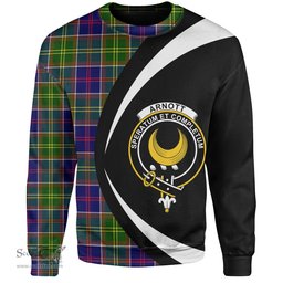 ScotsTee Shop Scottish Arnott Clan Crest Personalized Tartan Sweatshirt Circle Style Back Shirt with Your Text