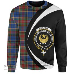 ScotsTee Shop Scottish Beattie Modern Clan Crest Personalized Tartan Sweatshirt Circle Style Back Shirt with Your Text