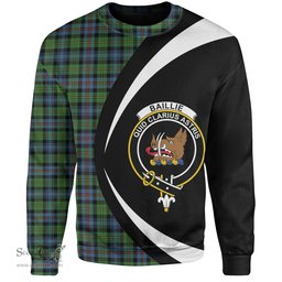 ScotsTee Shop Scottish Baillie of Lamington Clan Crest Personalized Tartan Sweatshirt Circle Style Back Shirt with Your Text