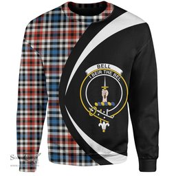 ScotsTee Shop Scottish Bell Border (Bell Southern Bell) Ancient Clan Crest Personalized Tartan Sweatshirt Circle Style Back Shirt with Your Text
