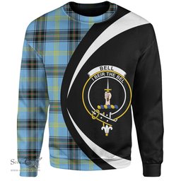 ScotsTee Shop Scottish Bell of the Borders Modern Clan Crest Personalized Tartan Sweatshirt Circle Style Back Shirt with Your Text