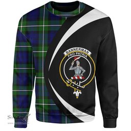 ScotsTee Shop Scottish Bannerman Clan Crest Personalized Tartan Sweatshirt Circle Style Back Shirt with Your Text
