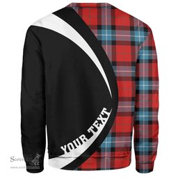 ScotsTee Shop Scottish Baillie of Polkemmet Red Clan Crest Personalized Tartan Sweatshirt Circle Style Back Shirt with Your Text