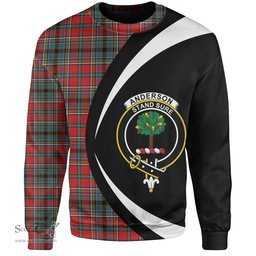 ScotsTee Shop Scottish Anderson of Ardbrake Clan Crest Personalized Tartan Sweatshirt Circle Style Back Shirt with Your Text