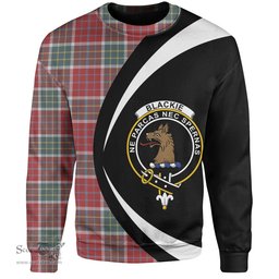 ScotsTee Shop Scottish Blackie Weathered Clan Crest Personalized Tartan Sweatshirt Circle Style Back Shirt with Your Text