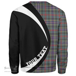 ScotsTee Shop Scottish Bisset Weathered Clan Crest Personalized Tartan Sweatshirt Circle Style Back Shirt with Your Text